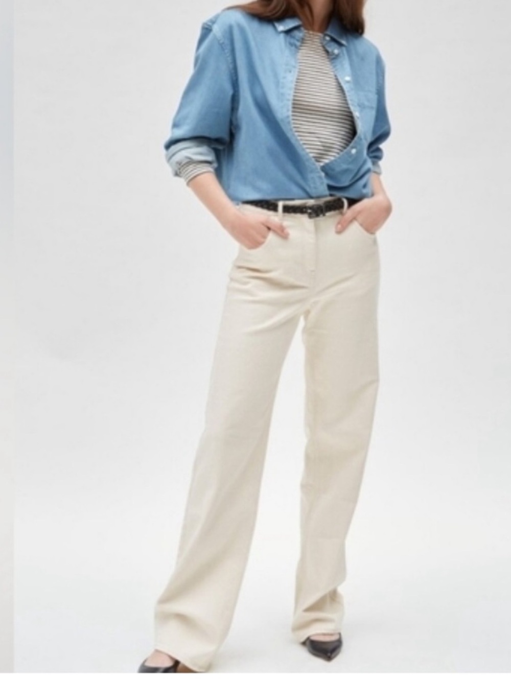 NWT Thakoon Ecru High Waist Japanese Denim Jeans Partial Elastic Back Waist Sz 4